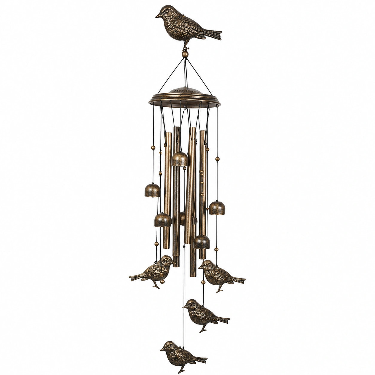 Campana de Viento de P¨¢jaro Met¨¢lica en Bronce para Decoraci¨®n