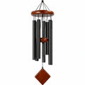 Campana de viento negra y madera para exteriores de 75 cm