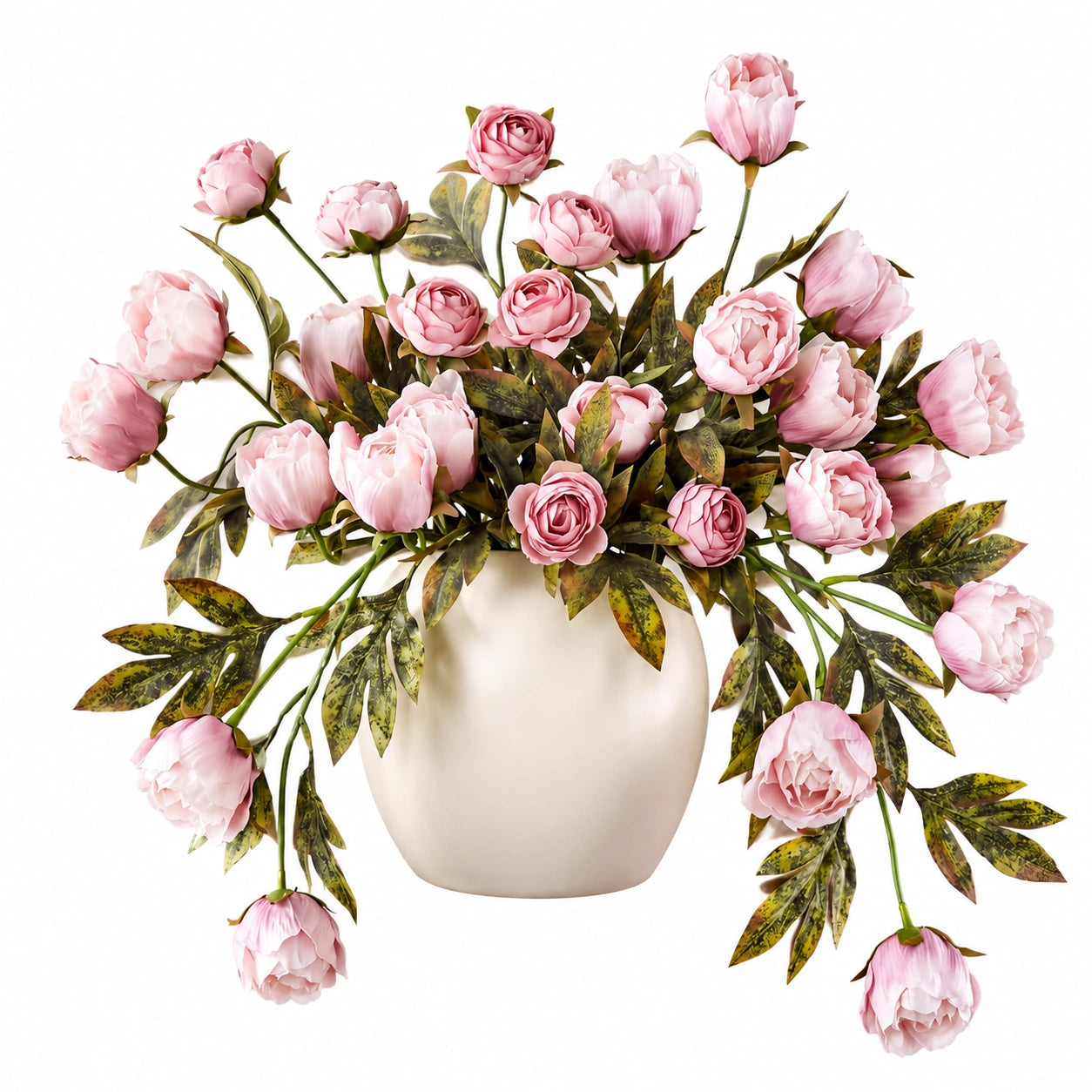 Ramo de Peon¨ªas Artificiales Rosa con Jarr¨®n Decorativo