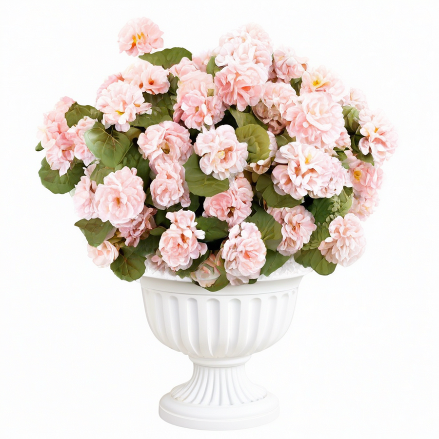Arreglo Floral Artificial con Flores Rosas en Maceta Blanca