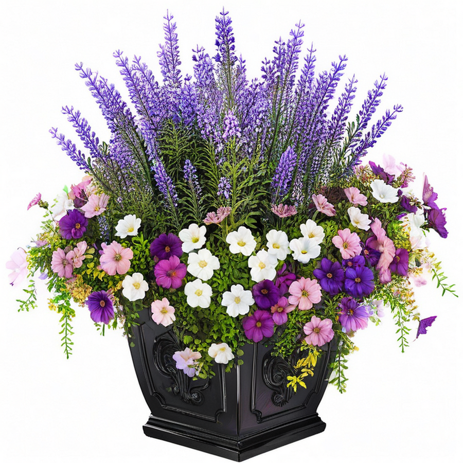 Arreglo Floral Artificial con Lavanda y Flores Mixtas para Decoración del Hogar