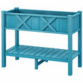 Jardinera Elevada Exterior Azul con Estante Inferior