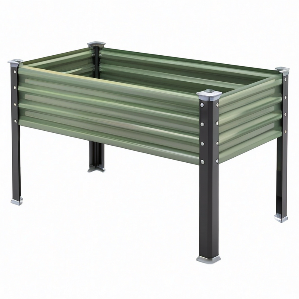 Jardinera elevada de metal verde 100x50x75 cm