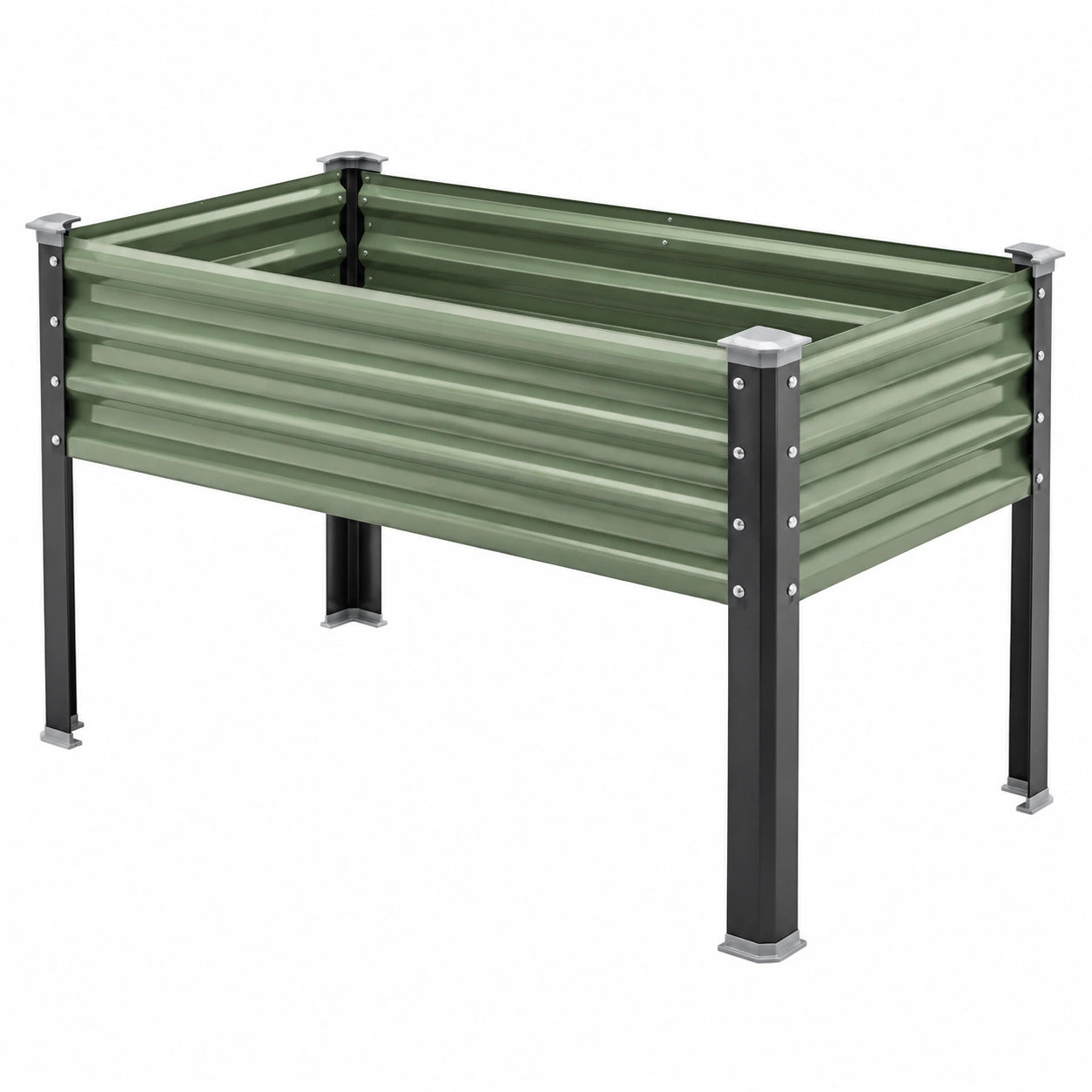Jardinera elevada de metal verde 100x50x75 cm