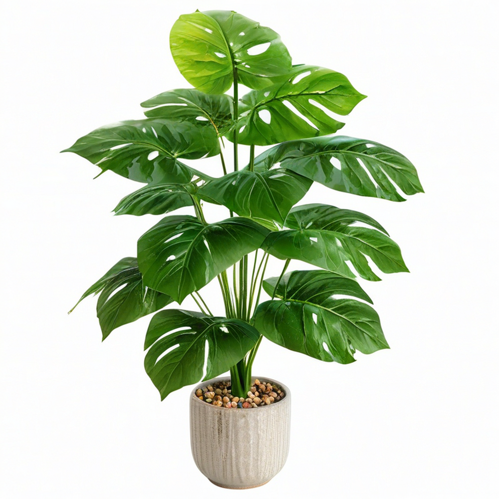 Planta Artificial Monstera con Maceta Decorativa Verde 90cm