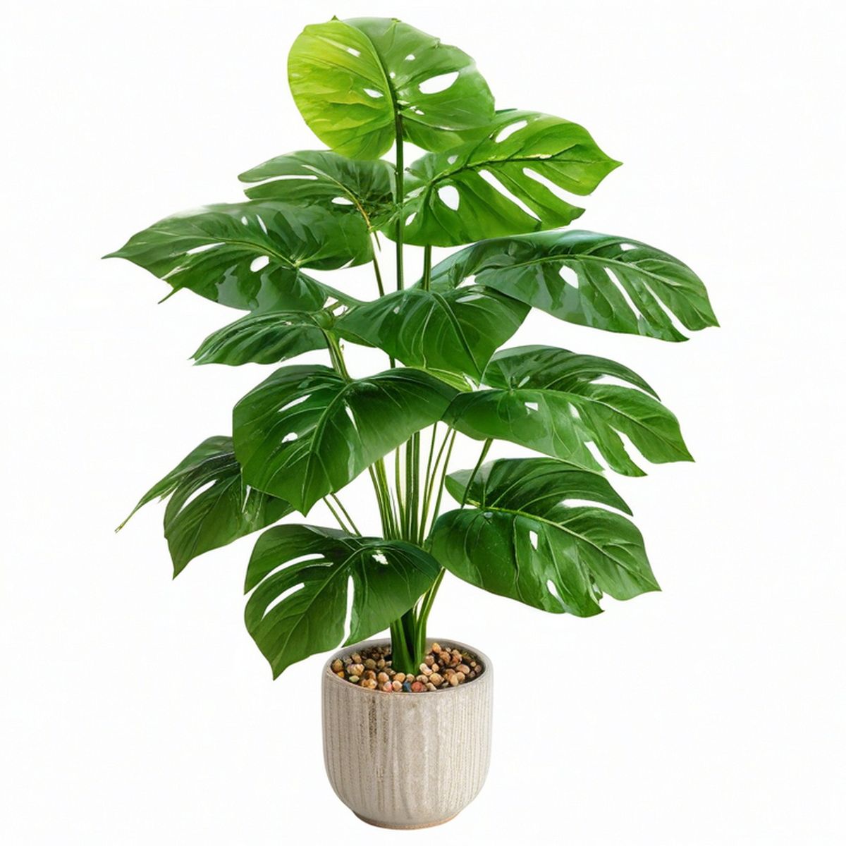 Planta Artificial Monstera con Maceta Decorativa Verde 90cm